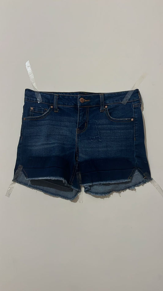 Denim Shorts with Frayed Hem