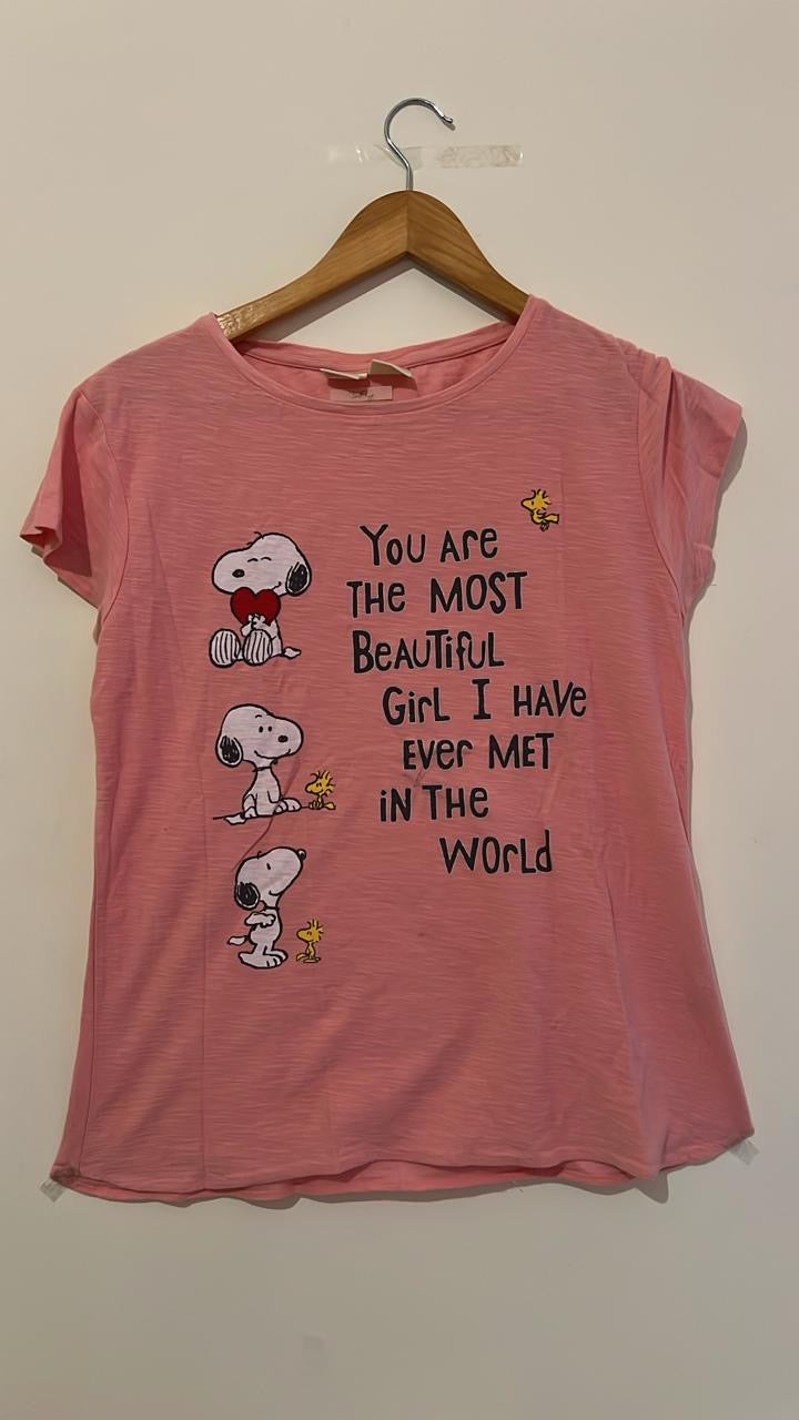 Zara x Peanuts Snoopy Pink T-Shirt