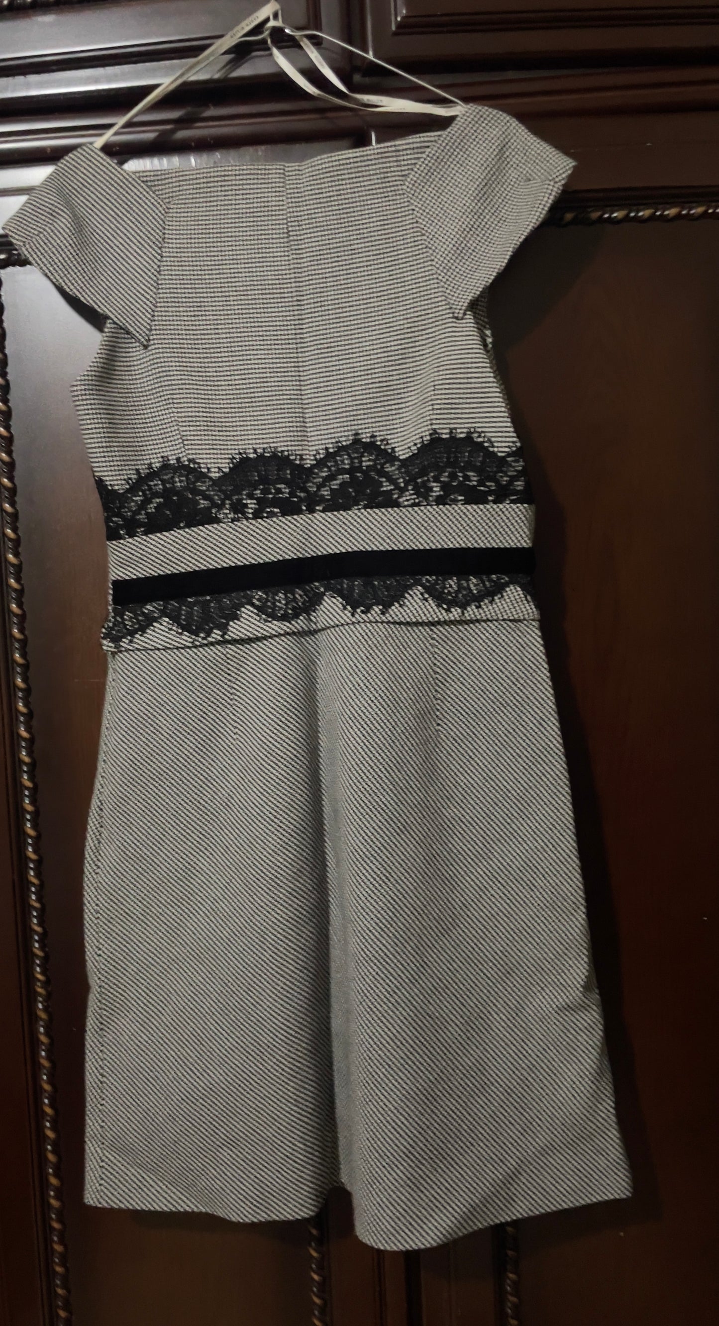 Karen Millen-Lace Waist Black & White Dress