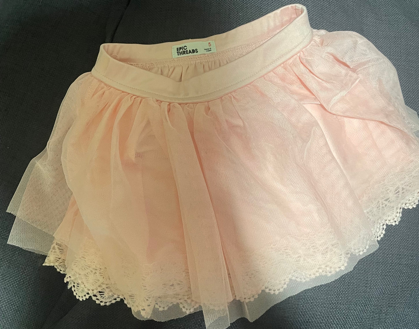 Epic Threads-Girl's Tulle Skirt with Lace Trim