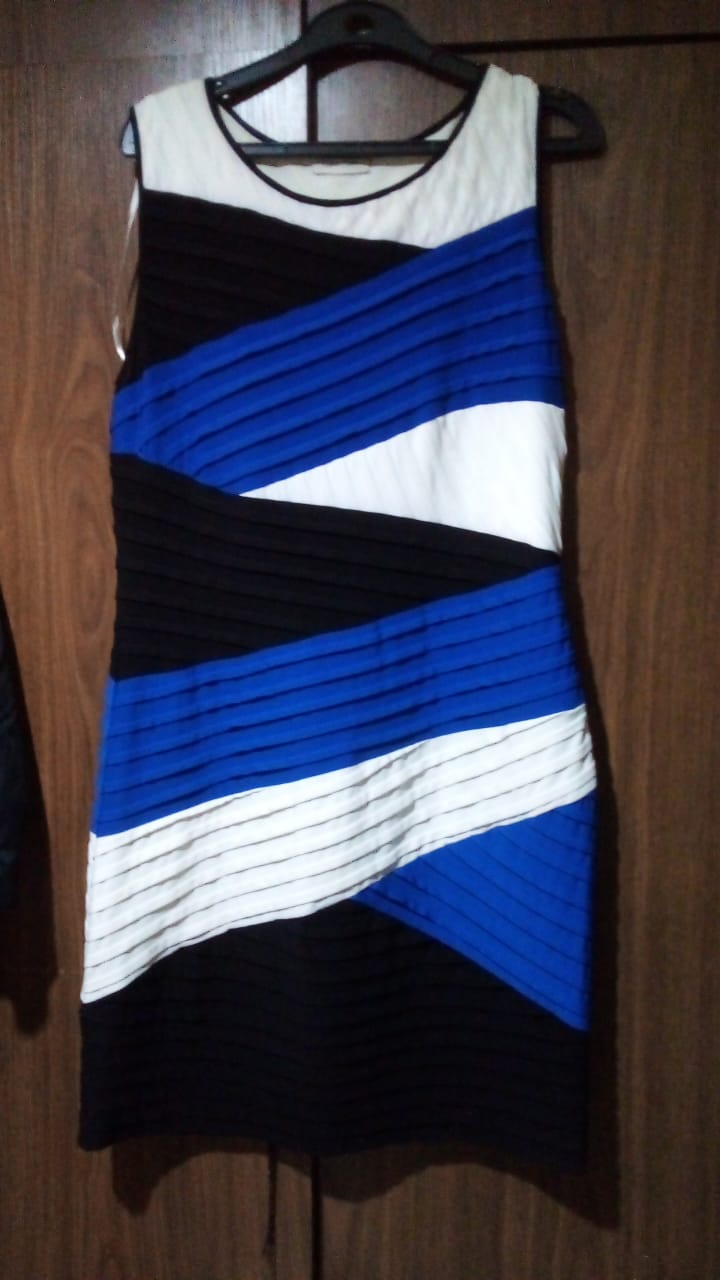 Calvin Klein Colorblock Pleated Sheath Dress