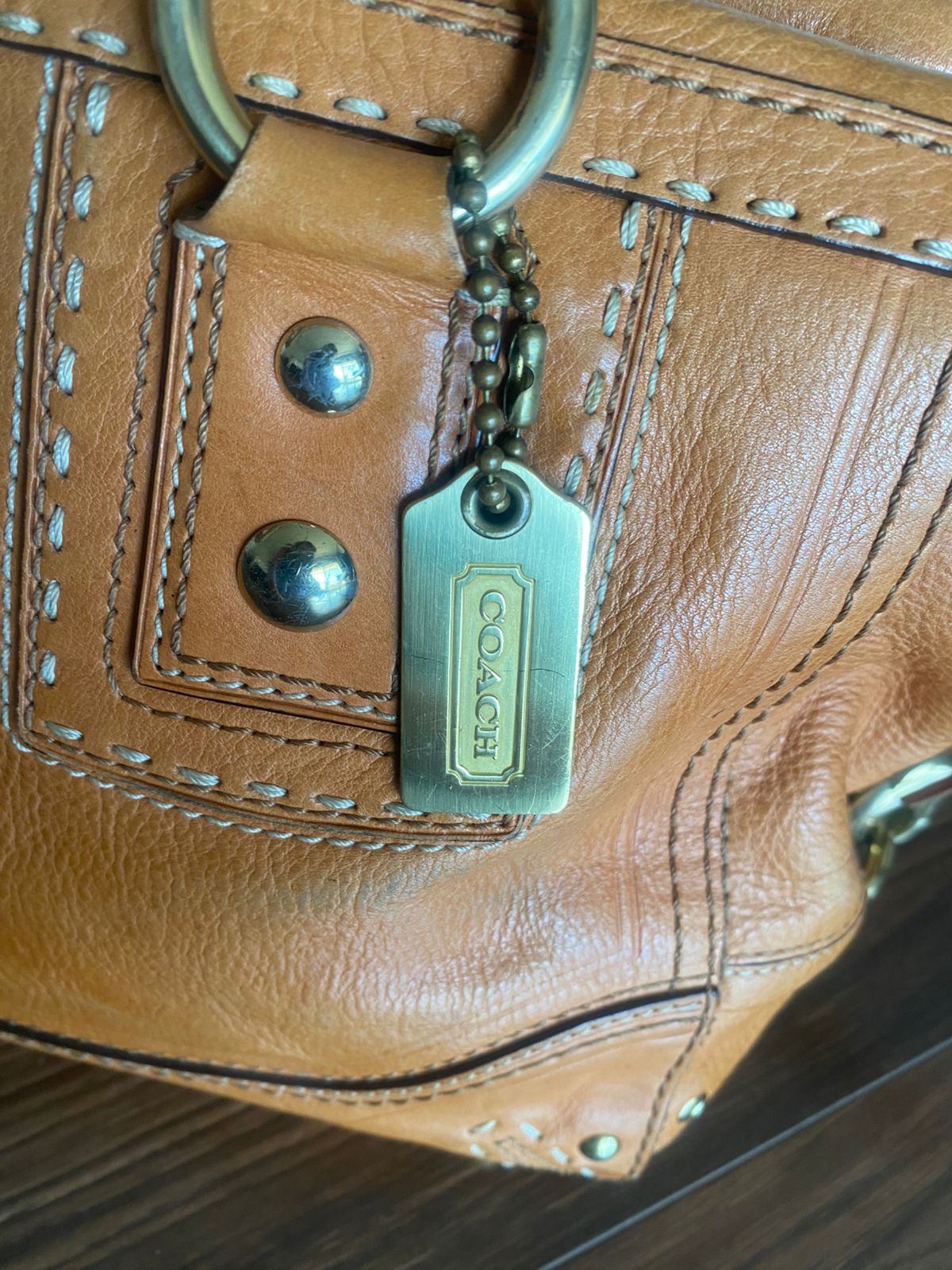 Authentic Coach Leather Satchel (Camel Tan)