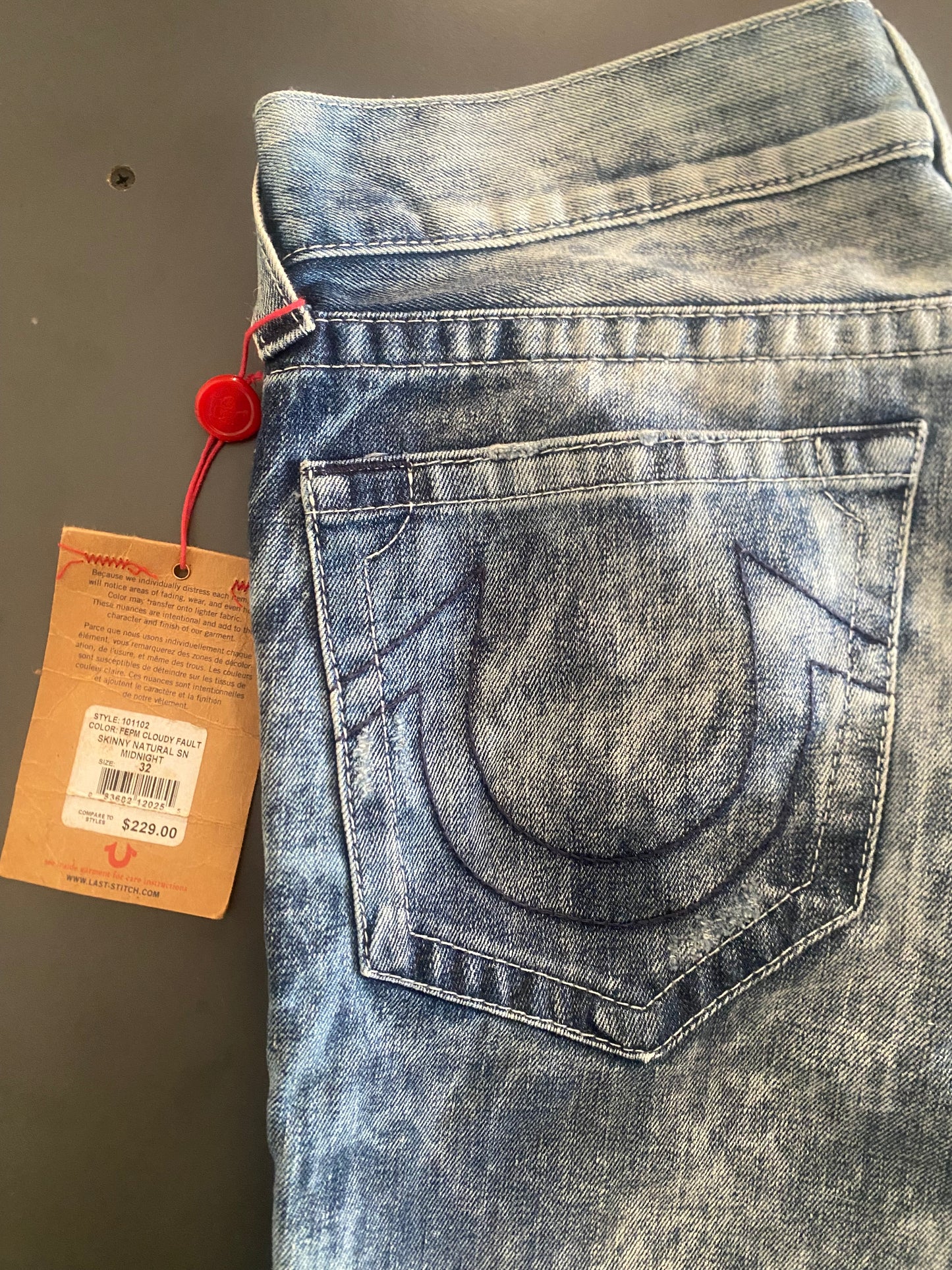True Religion Acid Wash Skinny Jeans