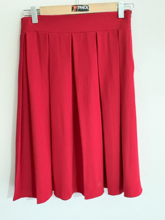 Red Pleated Midi Skirt