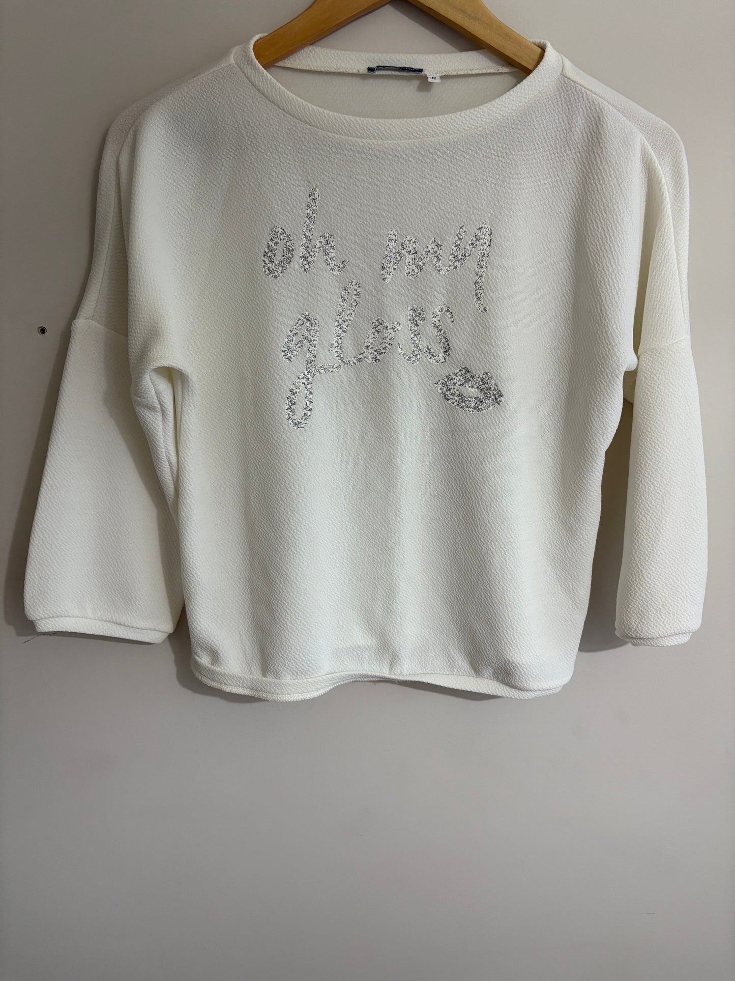 Cute White textured Sweatshirt