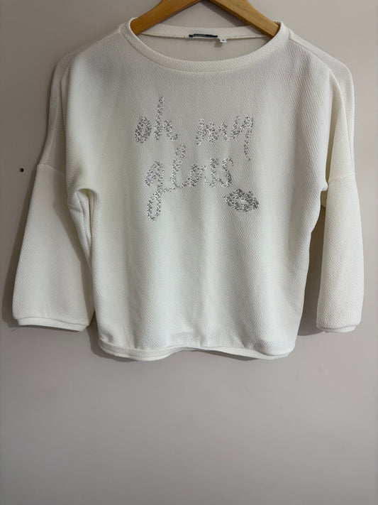 Cute White textured Sweatshirt