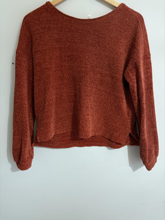 Rust Orange Chenille Knit Sweater