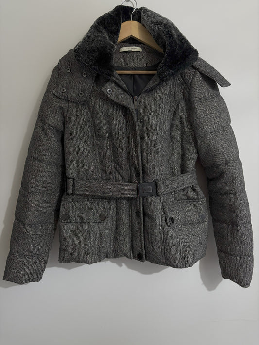 Grey Belted Puffer Jacket