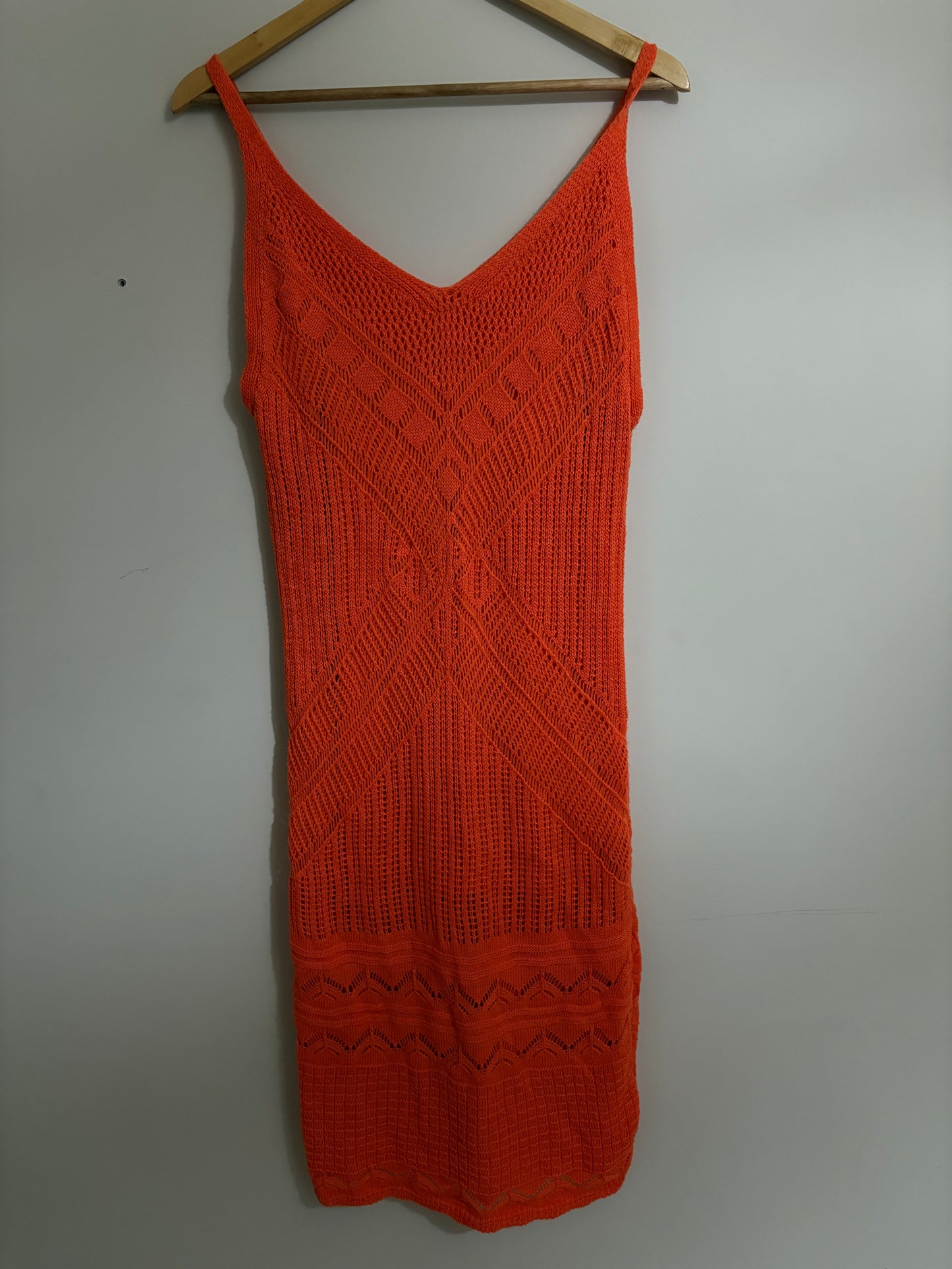 Orange Crochet Midi Dress