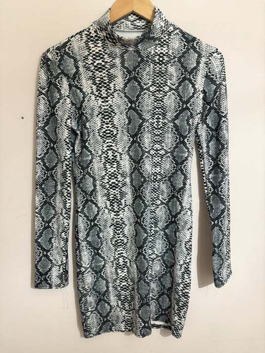 Snake Print Turtleneck Dress