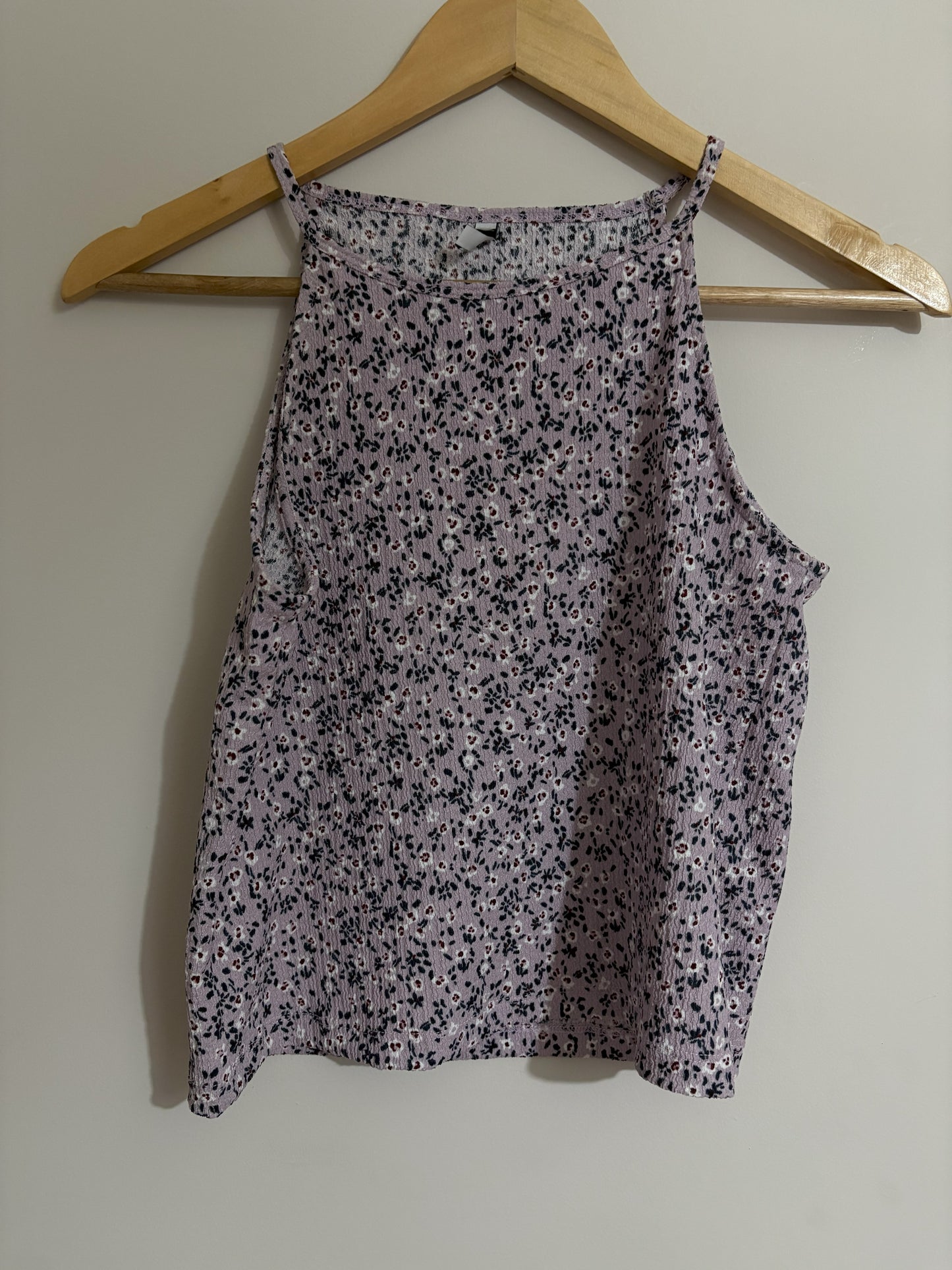 Lavender Floral Ribbed Tank Top