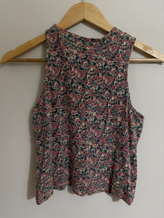 Vintage-Style Floral Sleeveless Top