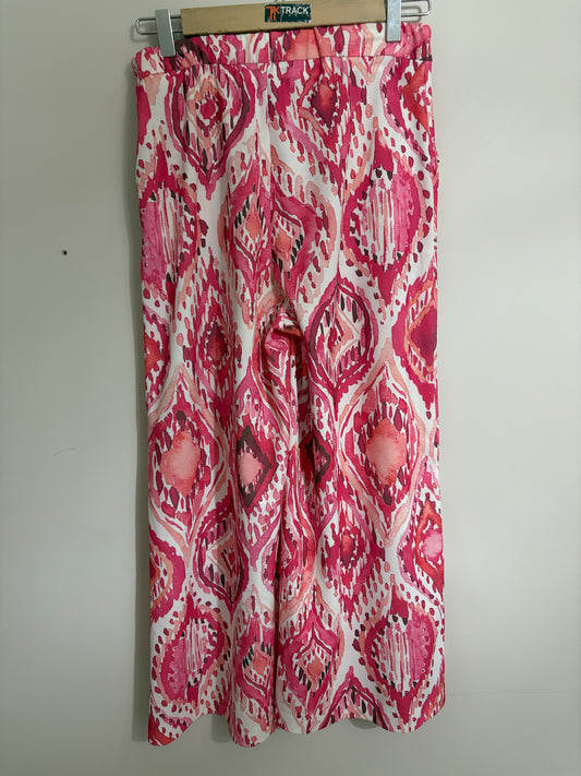 Pink & White Patterned Palazzo Pants