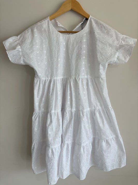 White Broderie Anglaise Tiered Dress