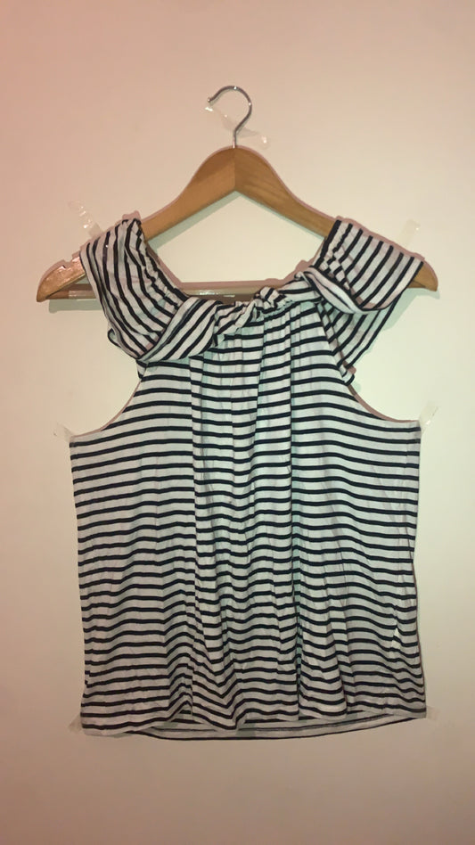 Best Mountain Striped Sleeveless Bow Top