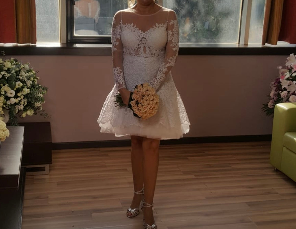 Short Lace Bridal Dress