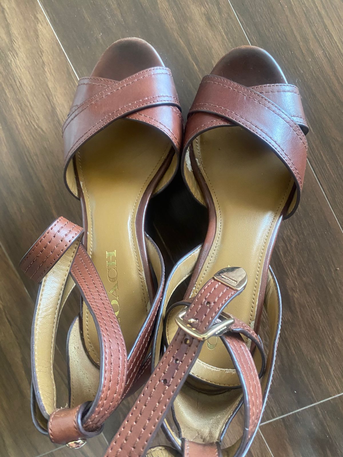 Coach Brown Leather High Heel Sandals