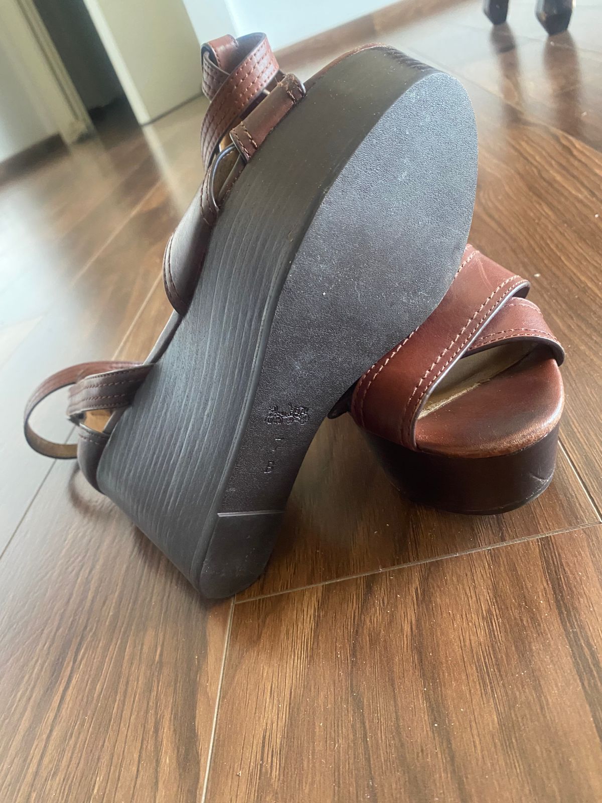 Coach Brown Leather High Heel Sandals