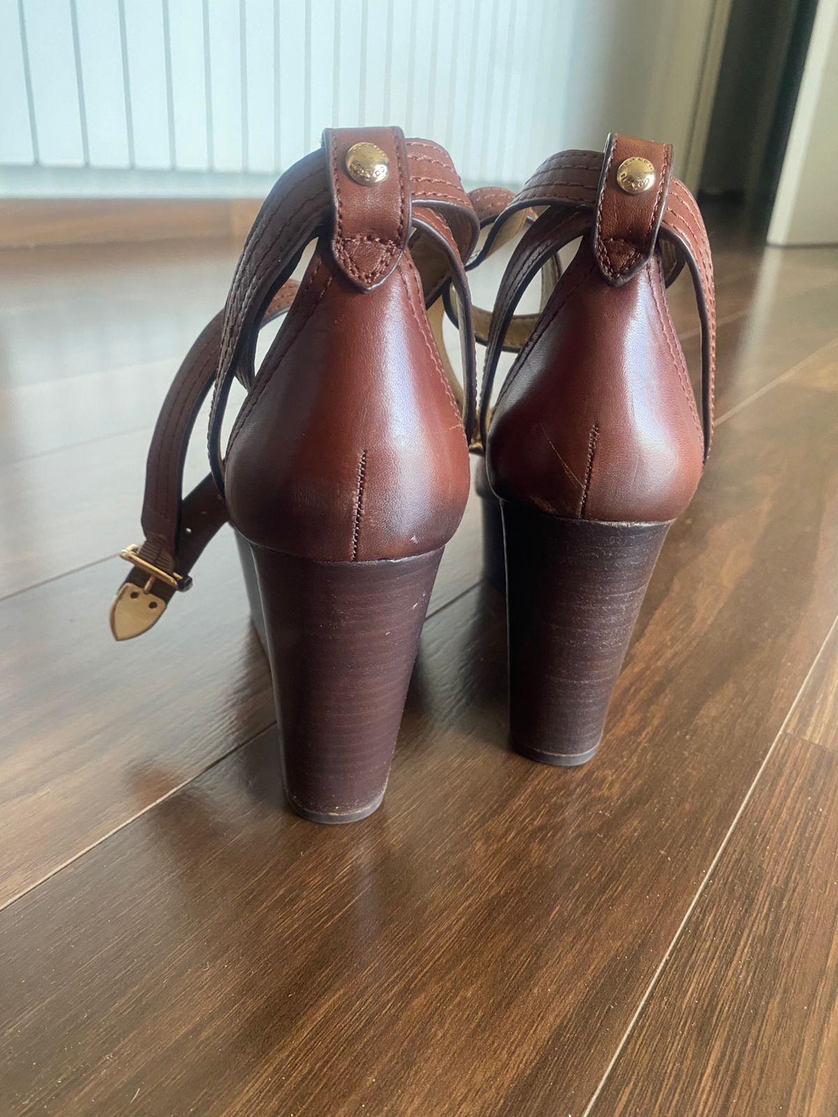 Coach Brown Leather High Heel Sandals