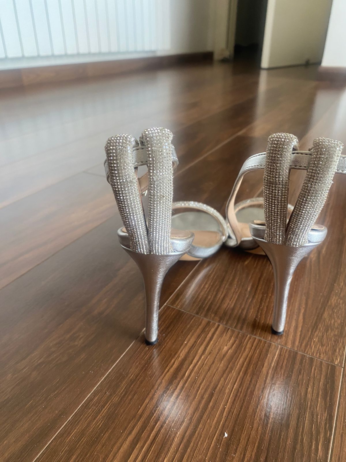 Sparkling Silver Heeled Sandals