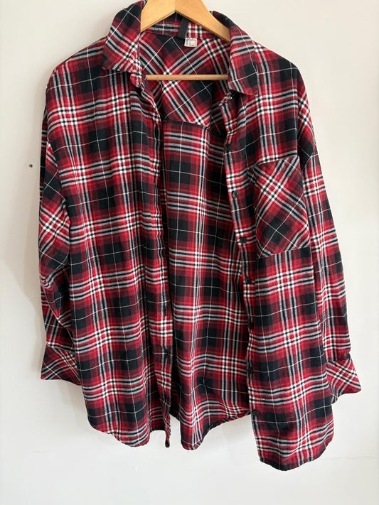 Red & Black Plaid Flannel Shirt