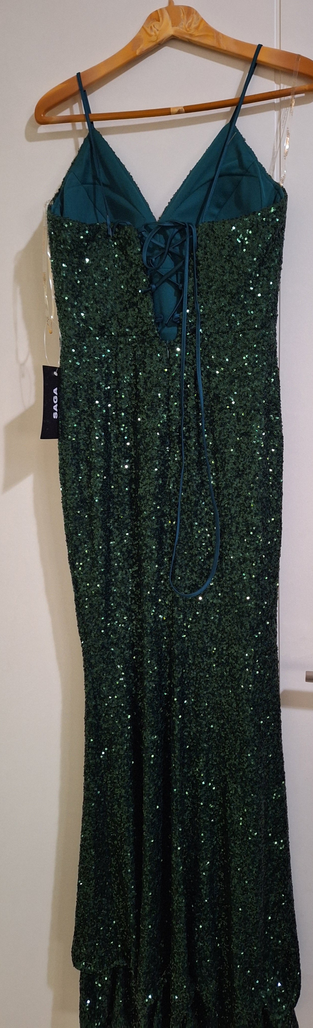 SAGA Emerald Glamour Sequin Evening Dress