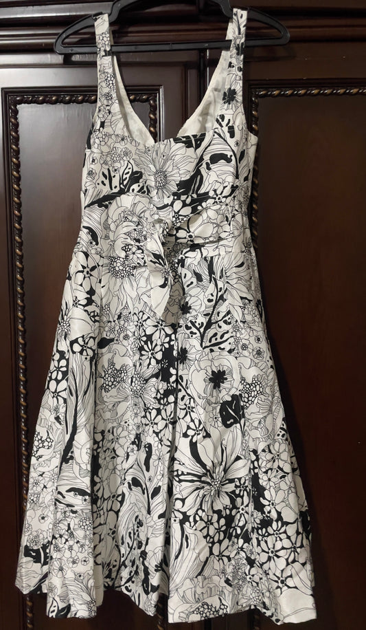 Pamela-Black and White Floral Dress