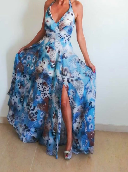 Long White & Blue Dress
