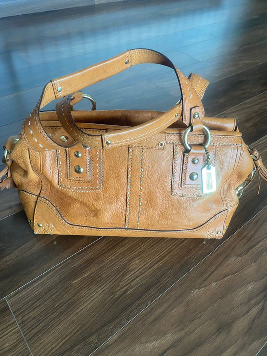 Authentic Coach Leather Satchel (Camel Tan)