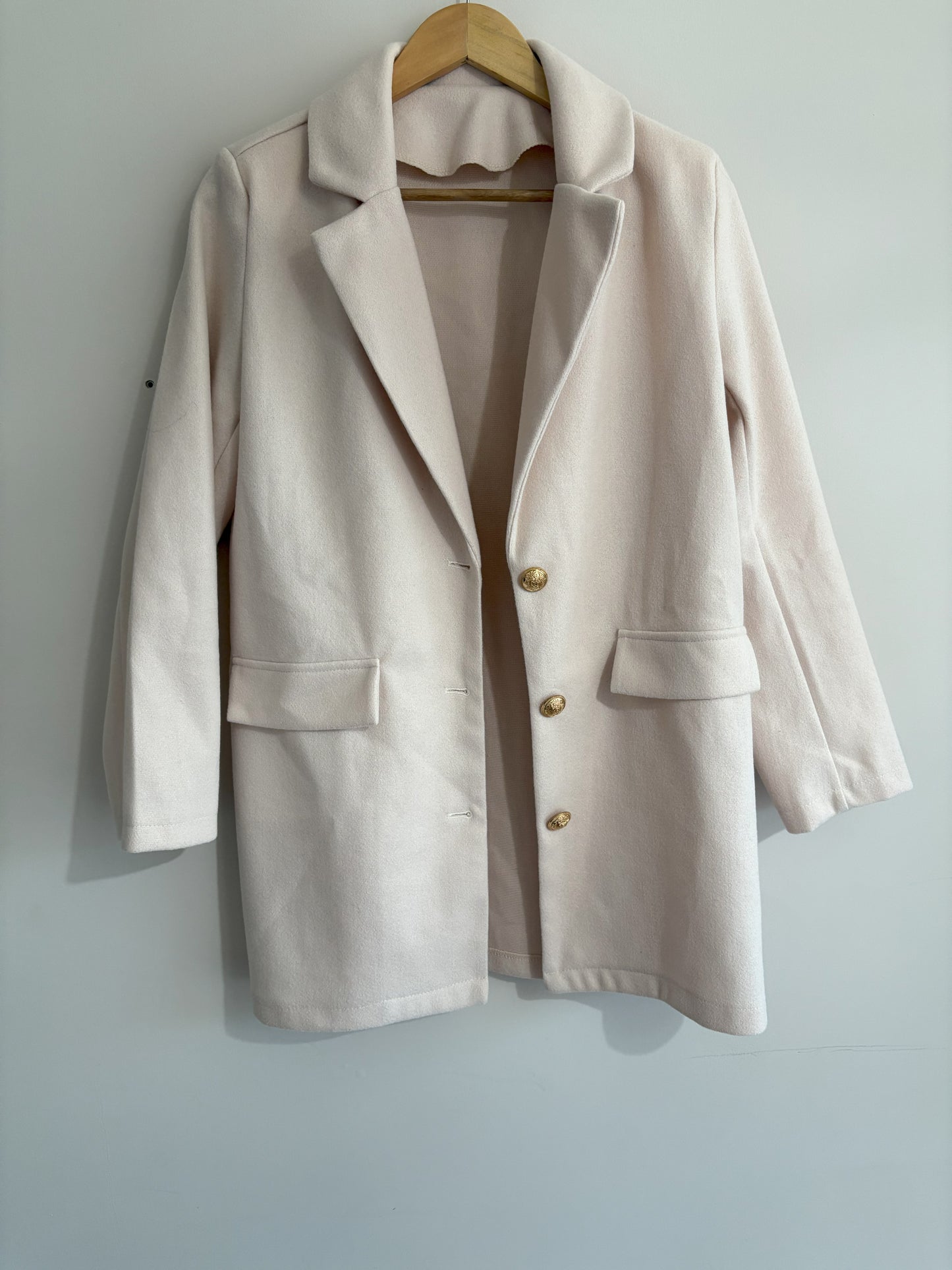 Classic Cream Long Blazer Coat