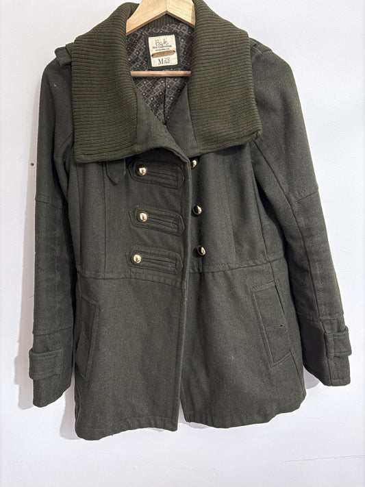 Bershka Olive Green Military Style Wool Blend Jacket