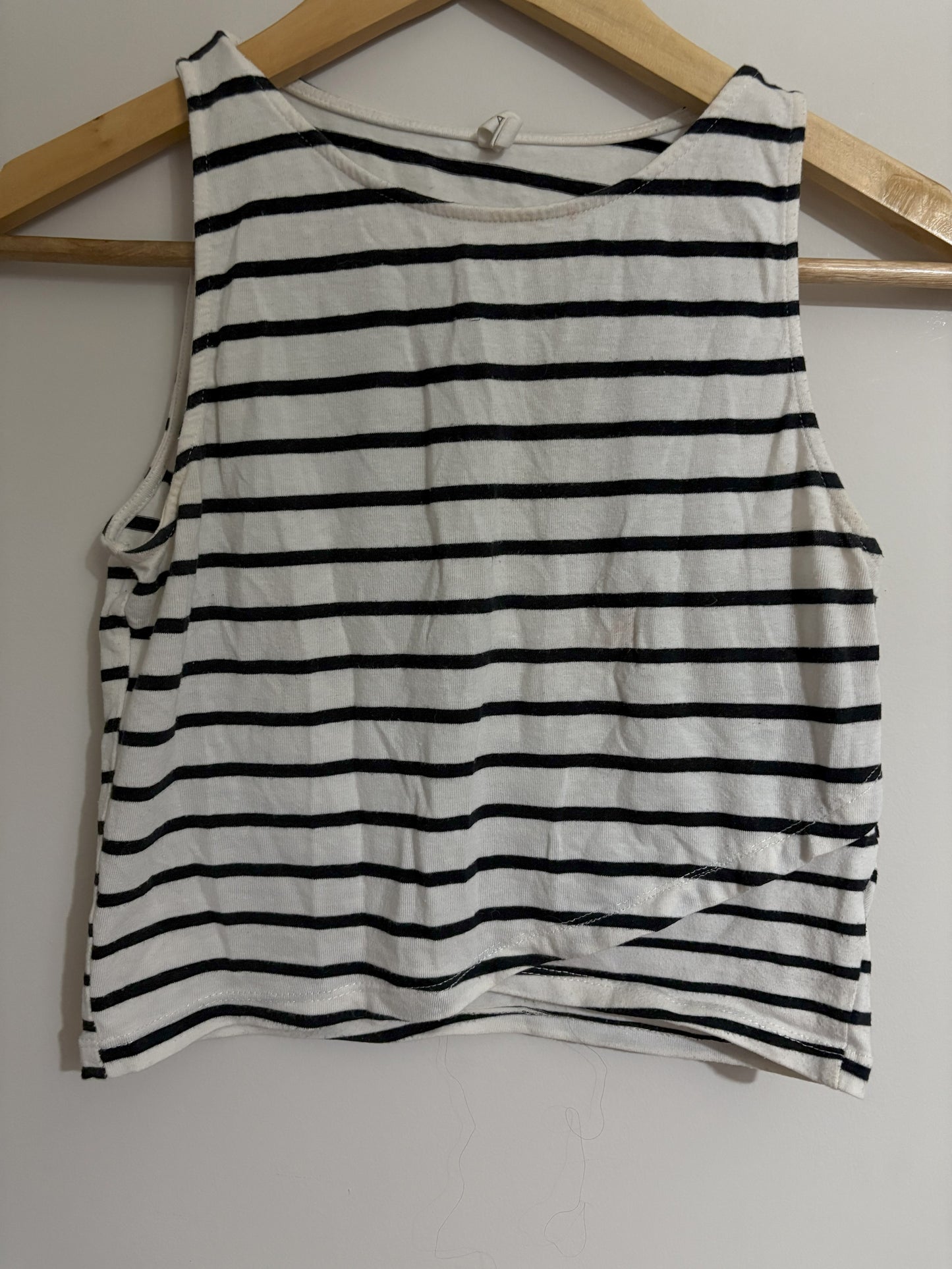 Black & White Striped Sleeveless Crop Tank