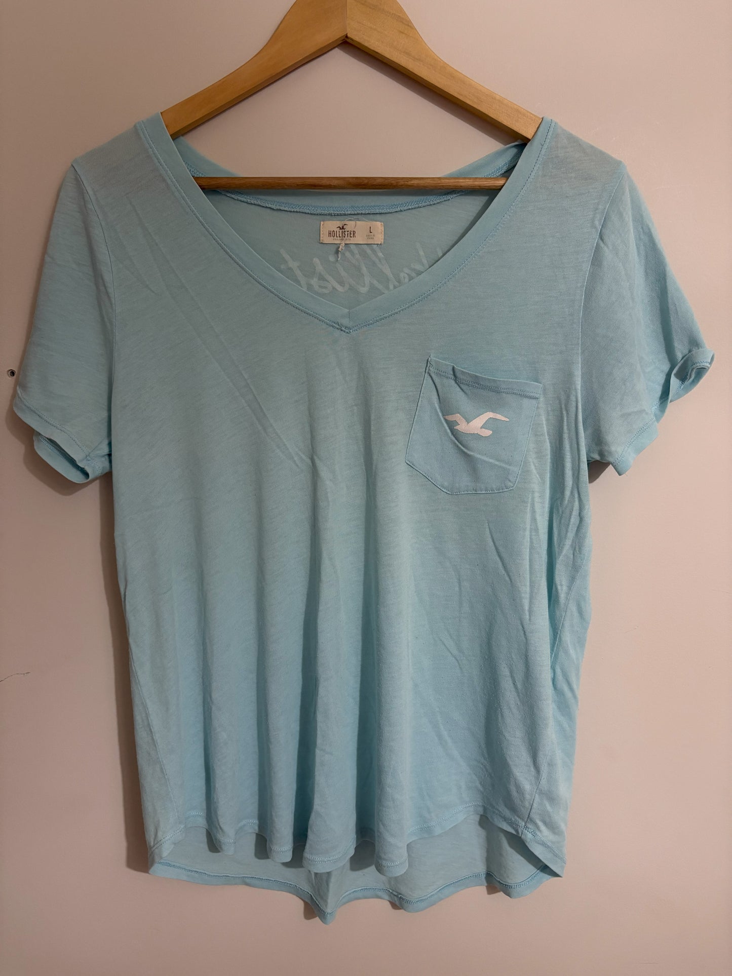 Hollister Light Blue V-Neck T-Shirt