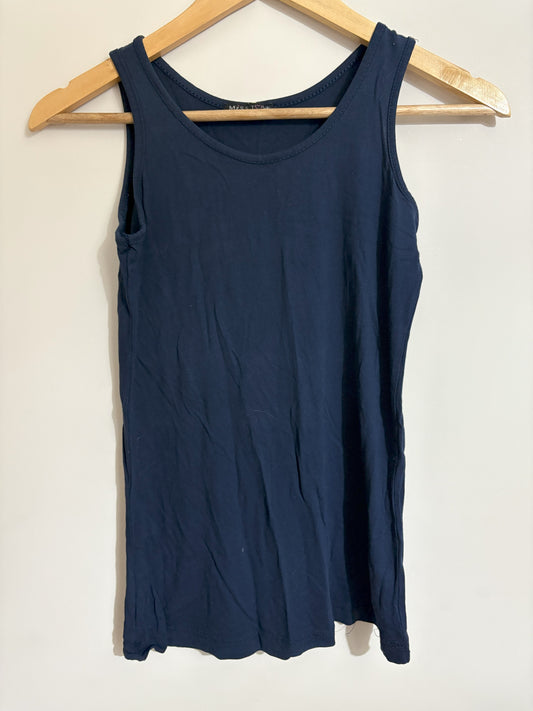Basic Navy Blue Sleeveless Tank Top