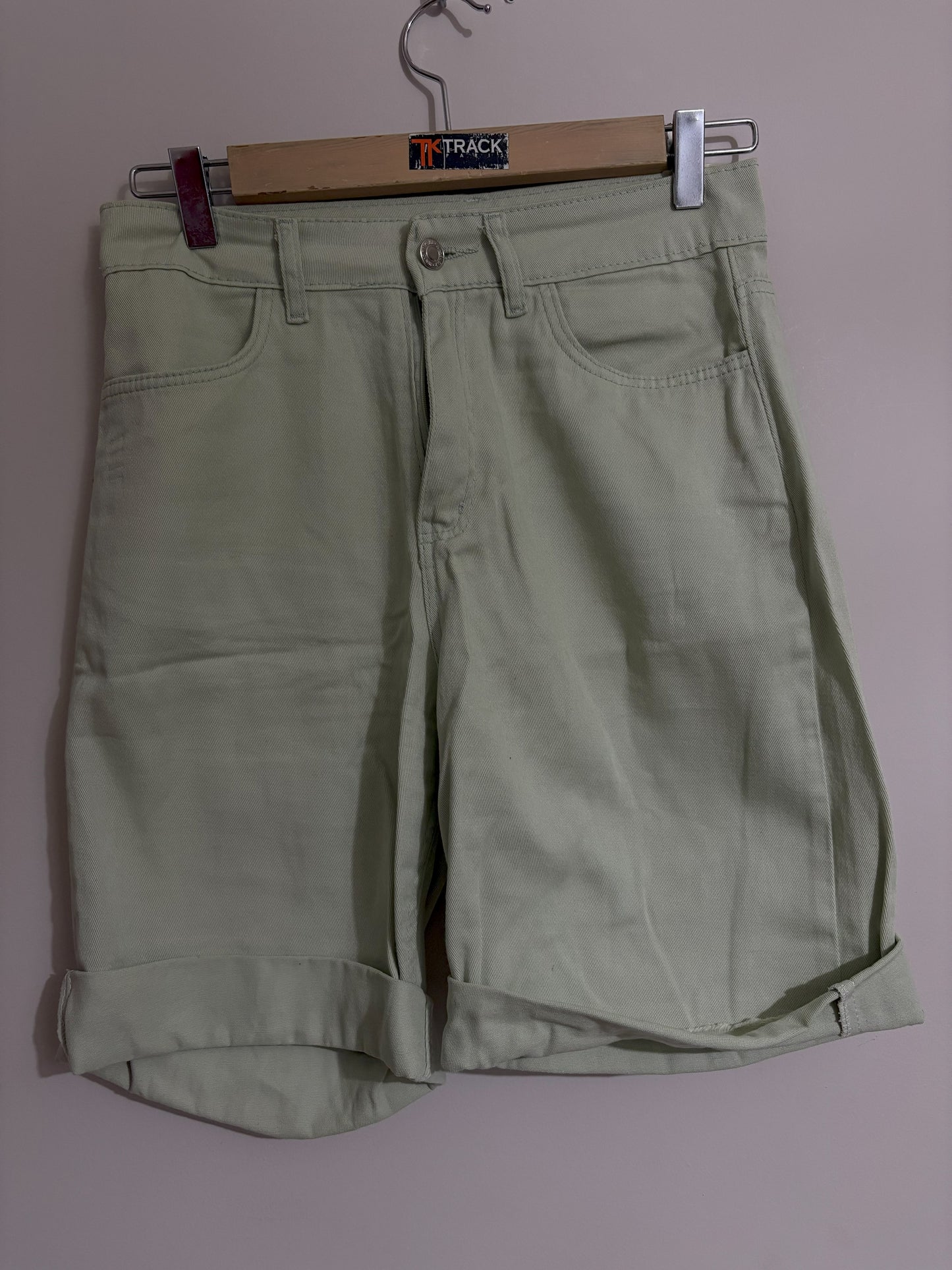 Light Sage Green Casual Shorts