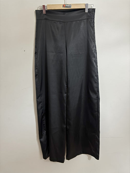 Black Satin Wide-Leg Pants