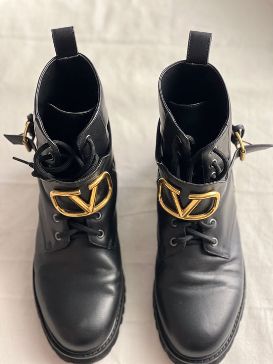 Valentino-Inspired Black Mid Boots
