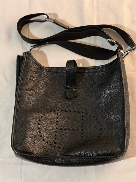 Black Real Leather Crossbody Bag