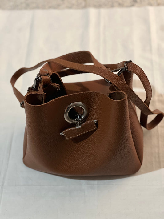 Camel Leather Crossbody & Handbag