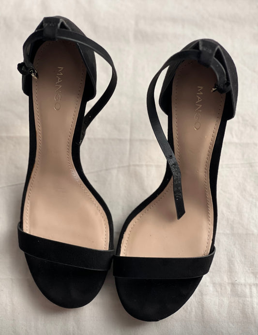 Mango Black Nubuck Leather Sandals