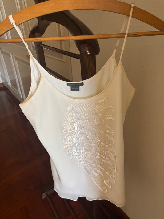 Armani Exchange Ivory Sequin-Embellished Cami