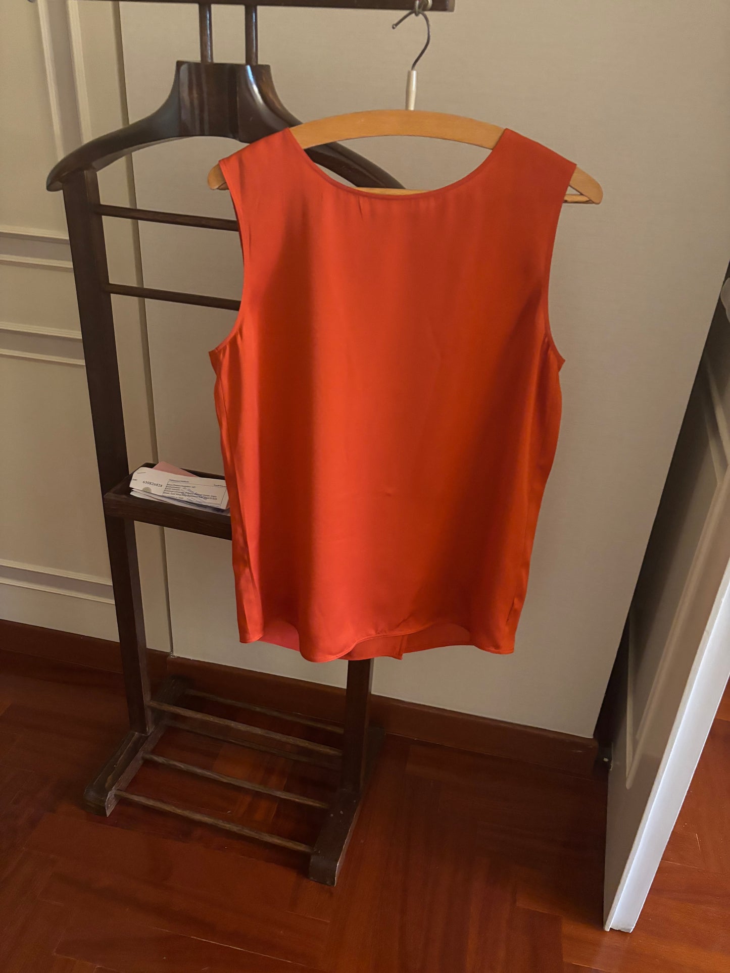 Elegant Brick Color Sleeveless Satin Top