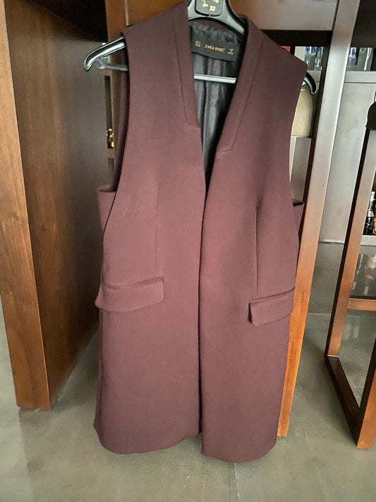 Zara-Sleeveless Long Blazer Vest