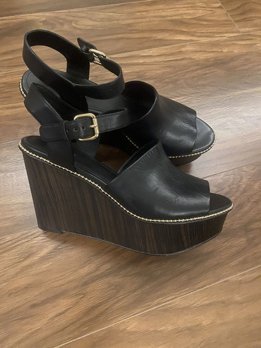 Coach Black Leather Platform Sandals