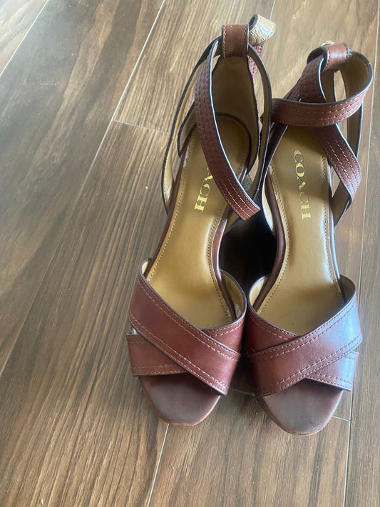 Coach Brown Leather High Heel Sandals