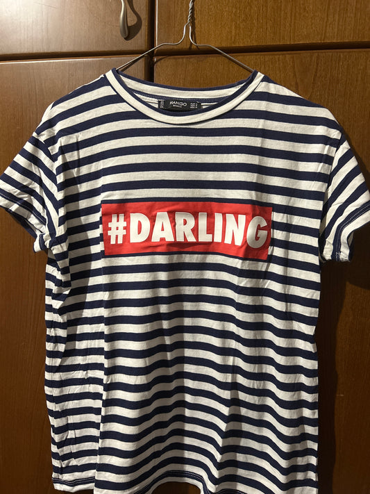 Mango Striped "#DARLING" T-Shirt
