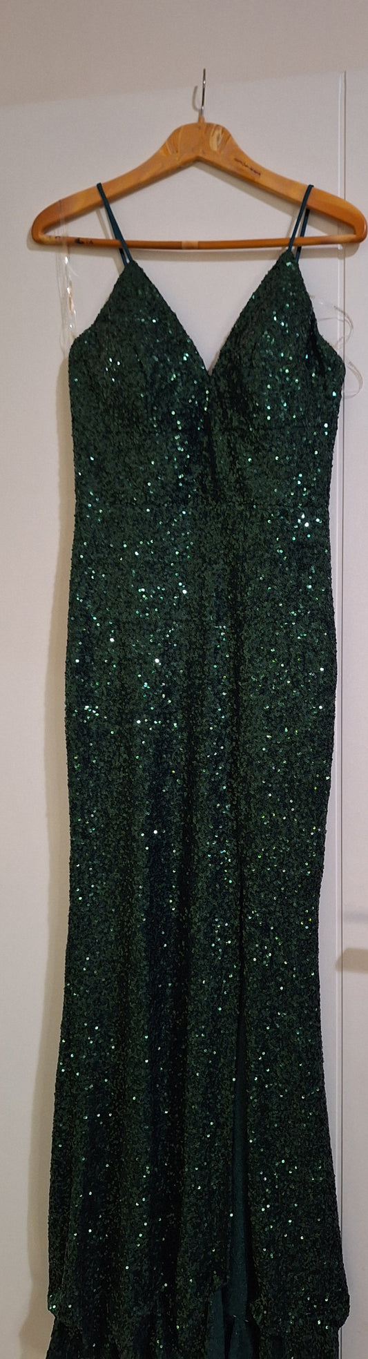 SAGA Emerald Glamour Sequin Evening Dress